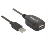 Extensie cablu Manhattan 150958, USB 2.0 male - USB 2.0 female, 20 m, Black