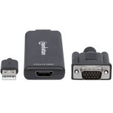 Adaptor Manhattan 152426, VGA + HDMI - USB, 1 m, Black
