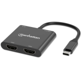 Adaptor Manhattan 154321, 2 x HDMI female, 1 x USB-C, Black