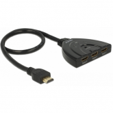 Adaptor Delock 18600, 3x HDMI female - HDMI male, Black