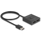 Adaptor Switch Delock 18906, 2x DisplayPort female - 1x DisplayPort male, 0.5m, Black