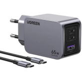 Incarcator retea Ugreen X755, 1 x USB-A, 2 x USB-C, 65 W, Gray