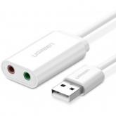 Placa de sunet Ugreen US205, 2x 3.5mm jack - USB, White