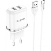 Incarcator retea Blue Power BCBA25A, 2x USB, 2.4A, White