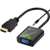 Adaptor Techly 306493, HDMI male - VGA + 3.5mm jack female, Black