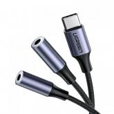 Cablu audio Ugreen AV144, 2x 3.5mm jack - USB-C, 0.20m, Silver