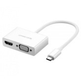 Adaptor Ugreen MM123, USB-C - HDMI + VGA, 0.15m, White