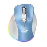 Mouse Optic Genius Ergo 9000S, RGB LED, Bluetooth/USB Wireless, White-Blue