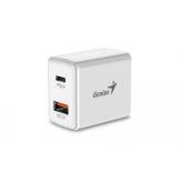 Incarcator retea Genius 32590005400, 1x USB-C, 1x USB-A, 3A, White