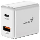 Incarcator retea Genius 32590009400, 1x USB-C, 1x USB-A, 3A, White