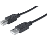 Cablu Manhattan 333382, USB-B male - USB-A male, 3 m, Black