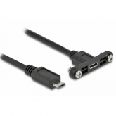 Cablu Delock 35108, USB 2.0 Micro-B female panel-mount - Micro USB, 0.5m, Black