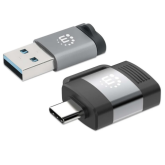 Set adaptoare Manhattan 356329, USB-C male/female - USB-A male/female, Black