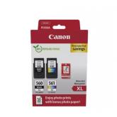 Pachet Cartuse Cerneala Canon PG-560XL + CL-561XL + hartie foto 10x15 50coli