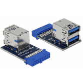 Adaptor Delock 41865, USB 3.0 Pin Header female - 2x USB 3.0 female