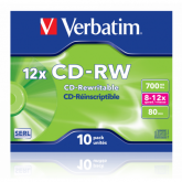 Pachet CD-RW Verbatim Scratch Resistant Surface, 12X, 700MB, 10buc