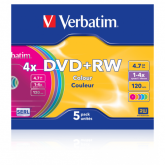 Pachet DVD-RW Verbatim 43297 Colour Surface, 4X, 4.7GB, 5buc
