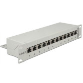 Patch Panel Delock 43299, 10inch, 1U, 12 porturi, Cat6, STP, Light Grey