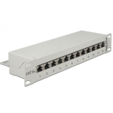 Patch Panel Delock 43308, 10inch, 1U, 12 porturi, Cat6a, STP, Light Grey