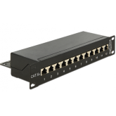 Patch Panel Delock 43310, 10inch, 1U, 12 porturi, Cat6a, STP, Black