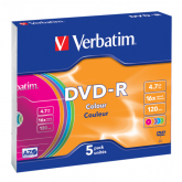 Pachet DVD-R Verbatim 43557 Colour Surface, 16X, 4.7GB, 5buc