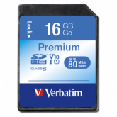 Memory Card SDHC Verbatim Premium 16GB, Class 10, UHS-I U1, V10