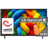 Televizor LED NanoCell LG Smart 43NANO80A3B, Seria NANO80, 45 inch, Ultra HD 4K, Black