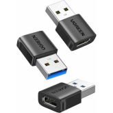 Adaptor USB Ugreen US701, USB male - USB-C male, Black, 3 buc