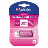 Stick memorie Verbatim Pinstripe 49056, 32GB, USB 2.0, Pink