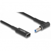 Cablu Delock 60031, USB-C female - 1x HP 4.5 x 3.0mm male, 0.15m, Black