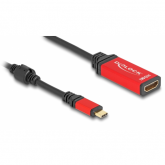 Cablu Delock 60053, USB-C male - HDMI female, 0.20m, Black-Red