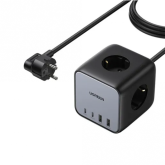 Priza Ugreen CD268, 2x USB, 1x  USB-C, 65W, Black-Gray