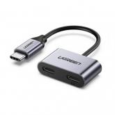 Adaptor Ugreen CM232, USB-C - 2x USB-C, 0.15m, Gray