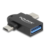Adaptor Delock 60739, USB-A female - USB-C + Micro USB-B, Black