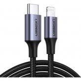 Cablu de date Ugreen US304, USB-C - Lightning, 1m, Black