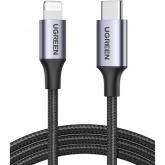 Cablu de date Ugreen US304, USB-C - Lightning, 2m, Black