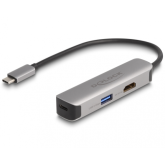 Adaptor Delock 61060, USB-C male - HDMI/USB-A/USB-C, 0.20m, Gray