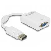 Adaptor Delock 61766, DisplayPort male - VGA female, 0.12m, White