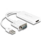 Adaptor Delock 62460, VGA male - HDMI + USB 2.0 female, White