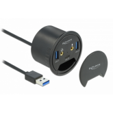 Hub USB Delock In-Desk 62794, 1x USB-C + 2x USB 3.2 Gen 1 + 3.5mm jack, Black