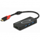 Hub USB Delock 62900, 3x USB 3.2 gen 1 + 2x SD, Black