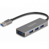 Hub USB Delock 63171, 4x USB 3.2 gen 1, 1x USB 3.2 gen 1, Gray