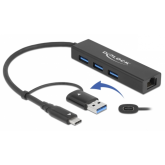 Placa de retea Delock 64149, USB 3.0/USB-C, Black