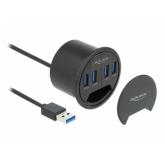Hub USB Delock 64153, 4 x USB 3.0, Gray