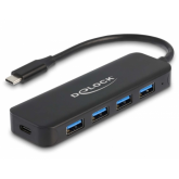 Hub USB Delock 64170, 4 x USB 3.2 gen 1, 1 x USB-C, Black