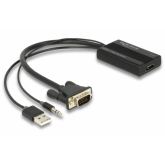 Adaptor Delock 64172, HDMI female - VGA/USB-A/Stereo jack 3pin, 0.25m, Black