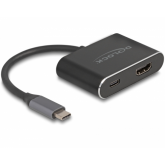 Adaptor Delock 64199, HDMI female + USB-C female - USB-C male, Black