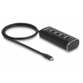 Hub USB Delock 64233, 4 x USB-A, 1 x USB-C, Black