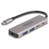 Hub USB Delock 64239, 3 x USB-C, 1 x USB 3.2 gen 1, Gray