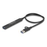 Hub USB Delock 64272, 1 x USB-A, 3 x USB-C, Black
